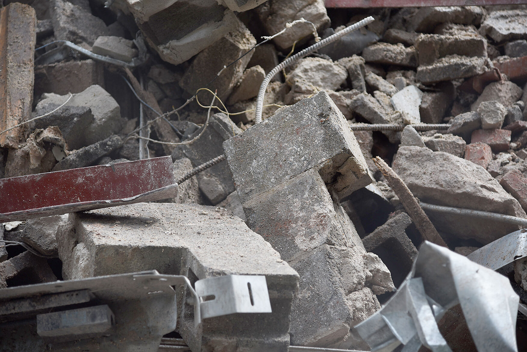 Remnants of Read Hall pile up after the building is demolished
